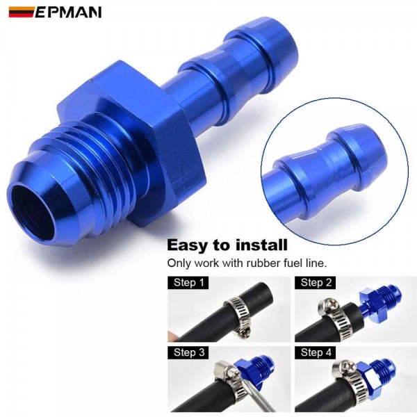 EPMAN 10PCS Aluminum Flare Push On Barb Adapter AN6/AN8 Male To 1/2" 5/16" 3/8" 6/25" Outer Diameter Hose Barb Fittings