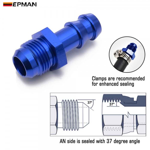 EPMAN 10PCS Aluminum Flare Push On Barb Adapter AN6/AN8 Male To 1/2" 5/16" 3/8" 6/25" Outer Diameter Hose Barb Fittings