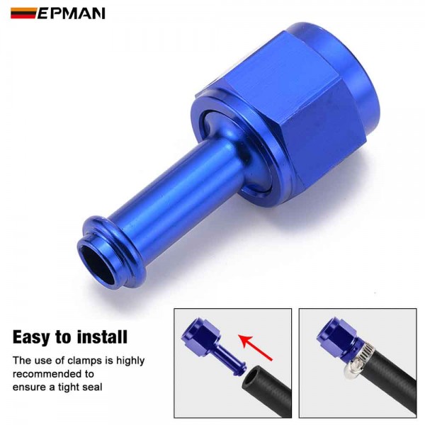 EPMAN 10PCS Straight AN6 Female 6-AN To 5/16" 3/8" Swivel Barb Fitting Hose Push On Blue