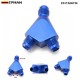 EPMAN Universal 3-Way Y-Block Fitting Adapter AN6/AN8/AN10 Male To 2X AN6/AN8/AN10 Male Blue