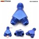 EPMAN Universal 3-Way Y-Block Fitting Adapter AN6/AN8/AN10 Male To 2X AN6/AN8/AN10 Male Blue