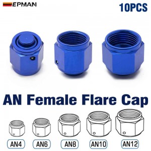EPMAN 10PCS Aluminum 4-AN 6-AN 8-AN 10-AN 12-AN Adapter Female Flare End Cap / Plug / Tube Nut Fitting Blue AN4 AN6 AN8 AN10 AN12