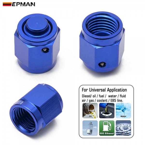 EPMAN 10PCS Aluminum 4-AN 6-AN 8-AN 10-AN 12-AN Adapter Female Flare End Cap / Plug / Tube Nut Fitting Blue AN4 AN6 AN8 AN10 AN12