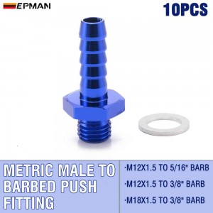 EPMAN 10PCS M12x1.5 M18x1.5 To 5/16" 3/8" Metric To Barb Push On Hose Fitting Adapter