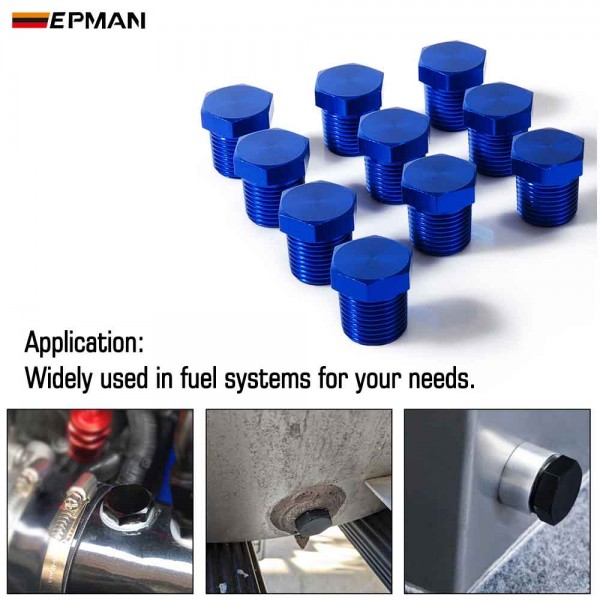 TANSKY 3/4"NPT 1/2"NPT 3/8"NPT 1/4"NPT 1/8"NPT Plug Male Hex Head Fitting Adapter Aluminum 10PCS/LOT Blue