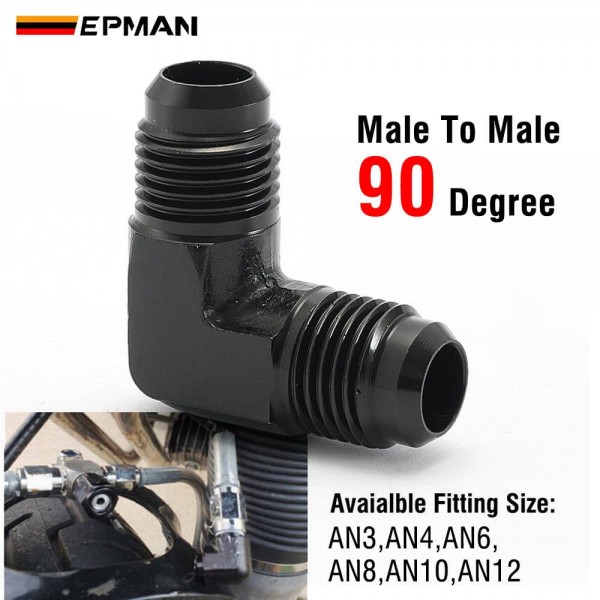 EPMAN High Pressure 90 Degree AN to AN Male Flare Union Fitting Hard Anodized 6061-T6 Aluminum Elbow Adapter for Performance Fuel & Oil Systems TKAASLAN