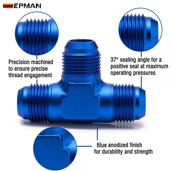 EPMAN AN3 AN4 AN6 AN8 AN10 AN12 Aluminum Flare Tee Fitting Junction Coupler Adapter Fit Oil / Turbo Fuel Line / Rail Pump Injector Fitting EPMAN AN3 AN4 AN6 AN8 AN10 AN12 Aluminum Flare Tee Fitting Junction Coupler Adapter Fit Oil / Turbo Fuel Line / Rail Pump Injector Fitting