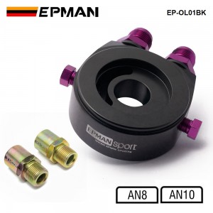 EPMAN M20X1.5 Oil Filter Cooler Aluminum Sandwich Re Locator Plate Adapter 1/8Npt AN10/AN8 EP-OL01BK