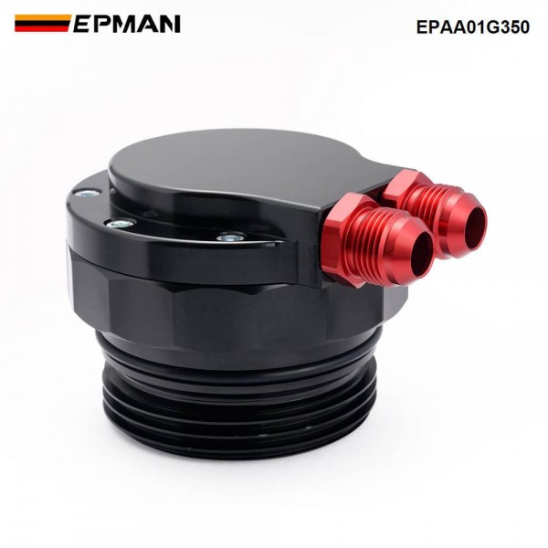 EPMAN Billet Oil Cooler Mounting Adapter For VW Audi 3.0L TDI Engine Dash 10 Ports Black Finish EPAA01G350