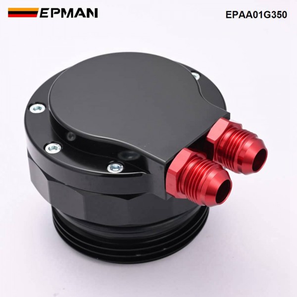 EPMAN Billet Oil Cooler Mounting Adapter For VW Audi 3.0L TDI Engine Dash 10 Ports Black Finish EPAA01G350