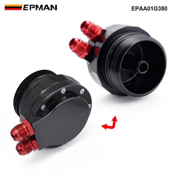 EPMAN Billet Oil Cooler Mounting Adapter For VW Audi 3.0L TDI Engine Dash 10 Ports Black Finish EPAA01G350
