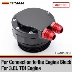 EPMAN Billet Oil Cooler Mounting Adapter For VW Audi 3.0L TDI Engine Dash 10 Ports Black Finish EPAA01G350