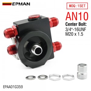 EPMAN Premium 6061 Aluminum Oil Filter Relocation Kit Oil Sandwich Plate with Thermostat AN10 Outlets for Engine Oil Cooling EPAA01G359