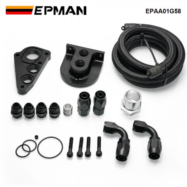 EPMAN Billet Aluminum Oil Filter Relocation Kit For Mustang GT / F150 Adapters For Ford 4.6 / 5.4 EPAA01G58