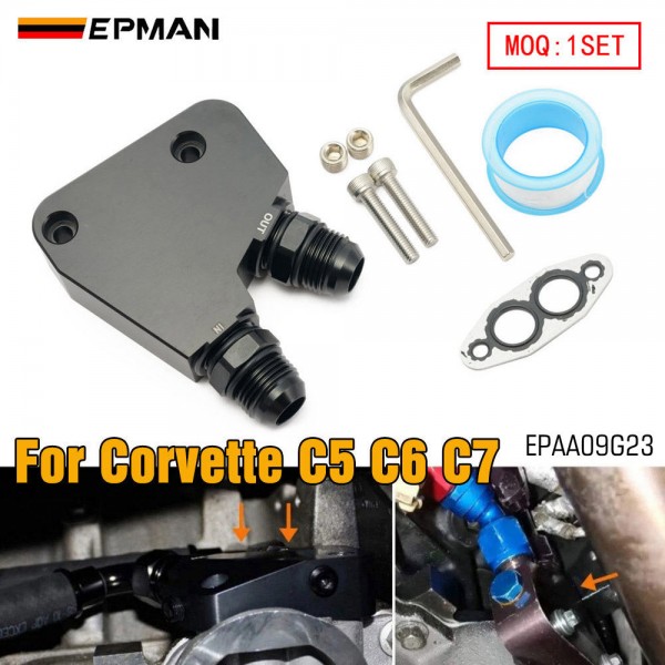 EPMAN Oil Cooler Adapter Kit 6061 Billet Aluminum for GM LS1-LS9, LSX, Gen IV Engines Fits Corvette C5 C6 C7 EPAA09G23