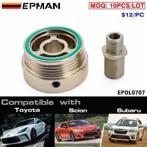EPMAN 10PCS/LOT CNC Machined Oil Filter Adapter Plate Aluminum Universal for Honda Civic/FIT For Subaru Legacy FB20/25 EPOL0707
