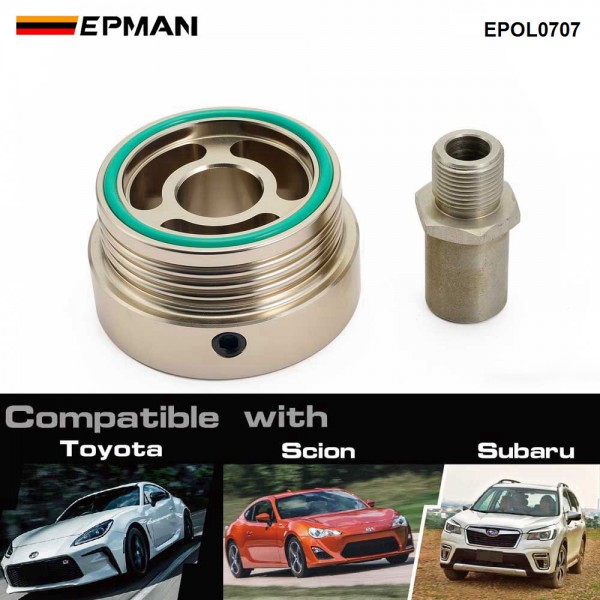 EPMAN CNC Machined Oil Filter Adapter Plate Aluminum Universal for Honda Civic/FIT For Subaru Legacy FB20/25 EPOL0707