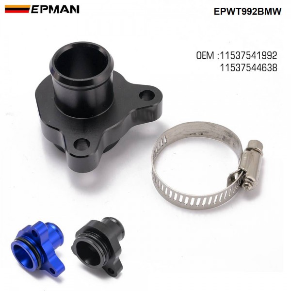 EPMAN Coolant Water Hose Fitting Replacement Aluminum Connector+Clamp For BMW 335i 11537541992 11537544638 OEM EPWT992BMW