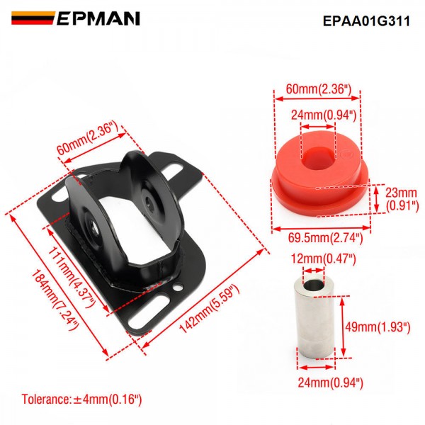 EPMAN Rear Trailing Arm Bracket with 80A Rear Trailing Arm Bushings For BMW E36 E46 1999-2006 Z4 E85 E86 2003-2008 EPAA01G311