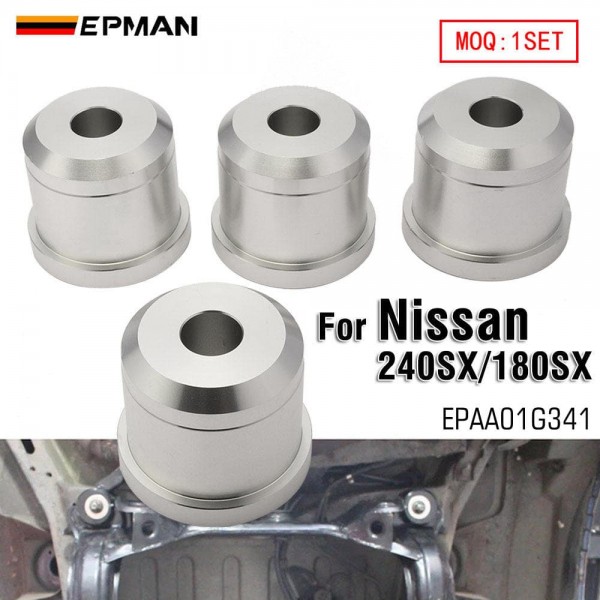 EPMAN Rear Subframe Bushings Kit Solid Billet Aluminum Risers for Nissan 240SX S13 S14 – Raises Subframe for Lowered Cars Suspension Upgrade EPAA01G341