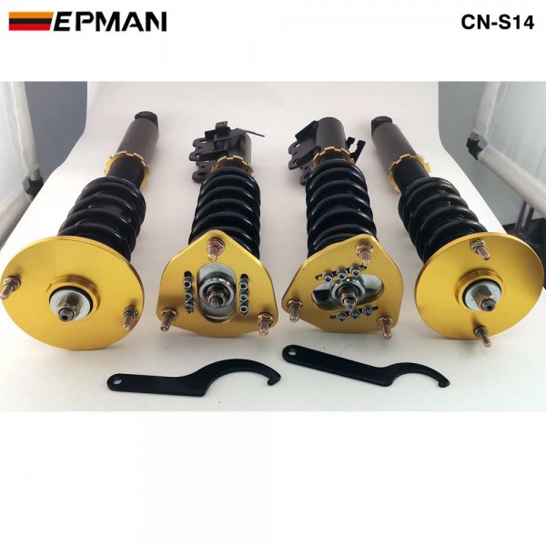 EPMAN Coilovers Spring Struts Racing Suspension Coilover Kit Shock Absorber 16 Way For 95-98 Nissan S14 240sx EPJZCNS14 (RANDOM COLOR) EPMAN Coilovers Spring Struts Racing Suspension Coilover Kit Shock Absorber 16 Way For 95-98 Nissan S14 240sx EPJZCNS14 (RANDOM COLOR)