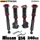 EPMAN Coilovers Spring Struts Racing Suspension Coilover Kit Shock Absorber 16 Way For 95-98 Nissan S14 240sx EPJZCNS14 (RANDOM COLOR) EPMAN Coilovers Spring Struts Racing Suspension Coilover Kit Shock Absorber 16 Way For 95-98 Nissan S14 240sx EPJZCNS14 (RANDOM COLOR)