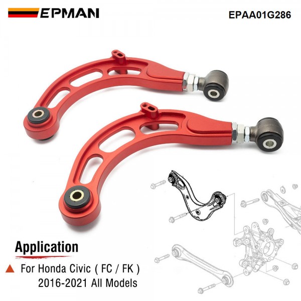 EPMAN Rear Adjustable Camber Arms With Urethane Bushings CNC Billet Aluminum For Civic (FC/FK) 2016-2021 EPAA01G286