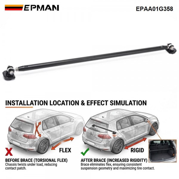 EPMAN Adjustable Aluminum Chassis Brace Kit for VW MK7 GTI R Rabbit Sportwagen Alltrack 1.8T 2.0T TDI for Audi A3 8V S3 RS3 EPAA01G358