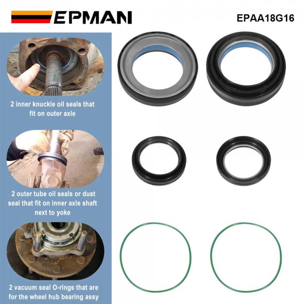EPMAN Front Axle Vaccum Knuckle & Tube Seal Kit For Ford Super Duty Excursion F250 F350 F450 F550 Dana 50 60 1998-2004, Replace OEM Part # 50491, 50381, 41784-2 EPAA18G16 EPMAN Front Axle Vaccum Knuckle & Tube Seal Kit For Ford Super Duty Excursion F250 F350 F450 F550 Dana 50 60 1998-2004, Replace OEM Part # 50491, 50381, 41784-2 EPAA18G16