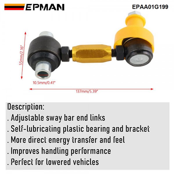 EPMAN Adjustable Rear Sway Bar End Links For Subaru WRX 08-23 / STI 08-21 / BRZ 13-24 EPAA01G199