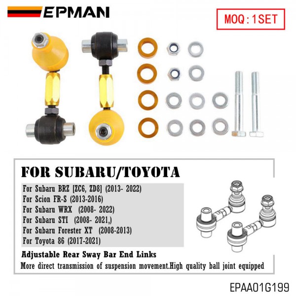 EPMAN Adjustable Rear Sway Bar End Links For Subaru WRX 08-23 / STI 08-21 / BRZ 13-24 EPAA01G199 EPMAN Adjustable Rear Sway Bar End Links For Subaru WRX 08-23 / STI 08-21 / BRZ 13-24 EPAA01G199