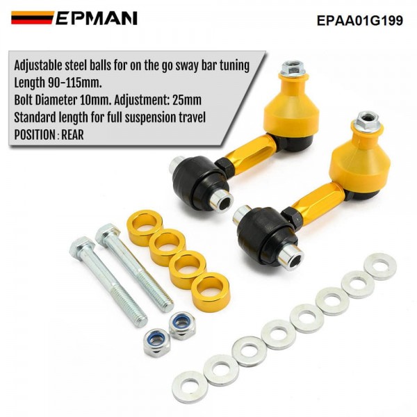 EPMAN Adjustable Rear Sway Bar End Links For Subaru WRX 08-23 / STI 08-21 / BRZ 13-24 EPAA01G199
