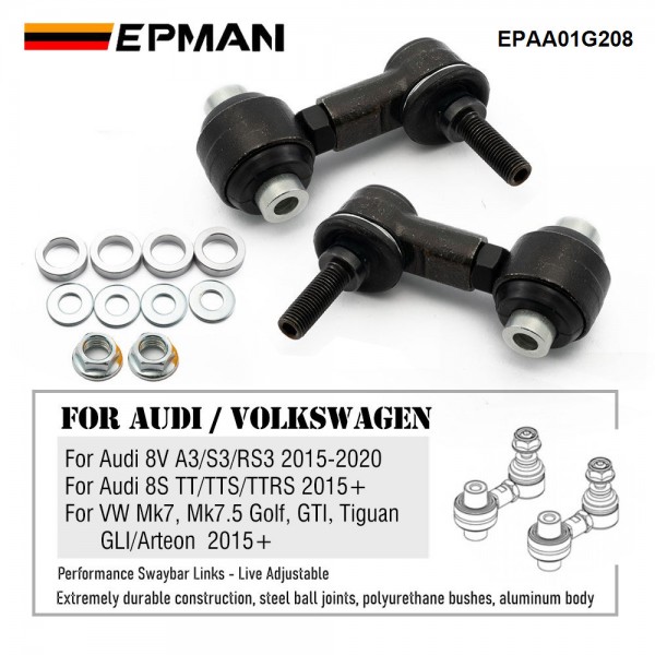 EPMAN Adjustable Rear Sway Bar End Links For VW/Audi Mk7 Golf / GTI / Golf R / Passat / 8P/V A3 / S3 / TT / TT-S EPAA01G208 EPMAN Adjustable Rear Sway Bar End Links For VW/Audi Mk7 Golf / GTI / Golf R / Passat / 8P/V A3 / S3 / TT / TT-S EPAA01G208