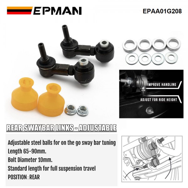 EPMAN Adjustable Rear Sway Bar End Links For VW/Audi Mk7 Golf / GTI / Golf R / Passat / 8P/V A3 / S3 / TT / TT-S EPAA01G208 EPMAN Adjustable Rear Sway Bar End Links For VW/Audi Mk7 Golf / GTI / Golf R / Passat / 8P/V A3 / S3 / TT / TT-S EPAA01G208