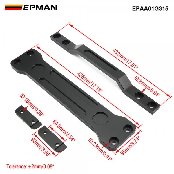 EPMAN Aluminum Billet Driveshaft Tunnel Brace For VW Audi Mk7/Mk8 GTI SportWagen Leon 5F FWD MQB EVO EPAA01G315