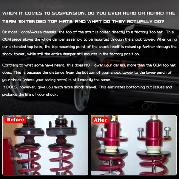 (MOQ:20 SETS) EPMAN 1SET Aluminum Top Hat Extender Coilover Shock Mount For 1988-2000 Honda Civic For Acura Integra 1990-2001 EPAA12G13