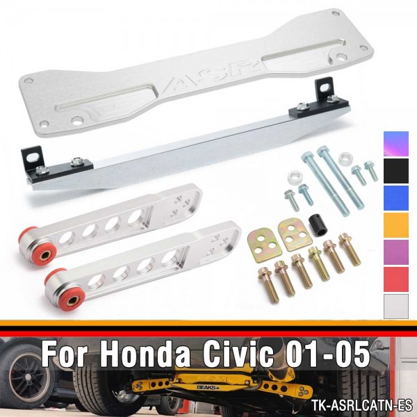 POSENG Red Rear Lower Control Arm Kit For Honda Civic 01-05 – Subframe Brace Tie Bar – Aluminum