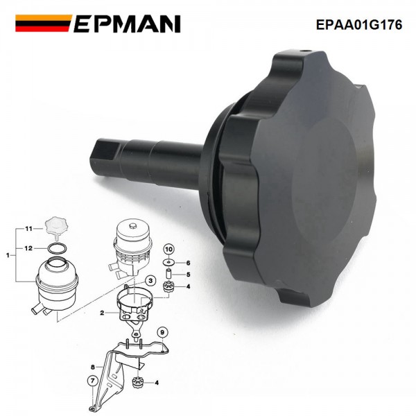 EPMAN For BMW E36 E46 E90 E39 Z4 E82 Aluminum Reservoir Cap Seal Gasket Power Steering Fluid 32411128333 EPAA01G176