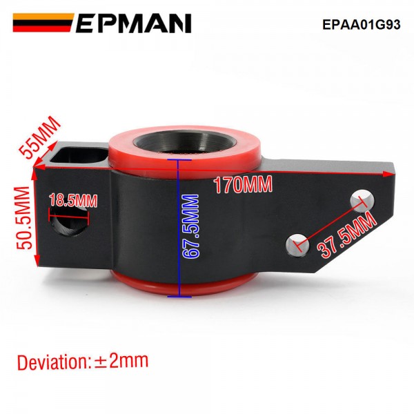 EPMAN Front Lower Rearward Control Arm Bracket W Polyurethane Bushing for VW Golf Jetta for Audi A3 Black EPAA01G93