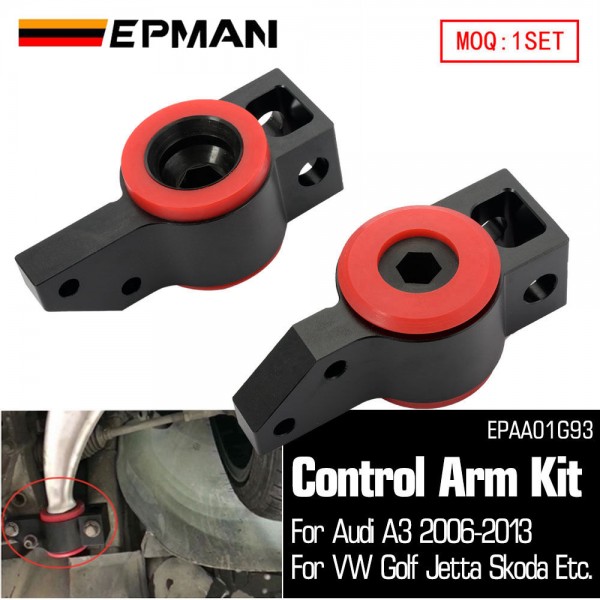 EPMAN Front Lower Rearward Control Arm Bracket W Polyurethane Bushing for VW Golf Jetta for Audi A3 Black EPAA01G93