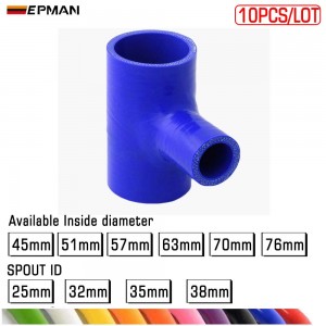 TANSKY 10PCS/LOT Universal Silicone Hose T-piece 3 way ID 51mm 57mm 63mm 70mm 76mm (SPOUT ID: 25mm 32mm 35mm 38mm)